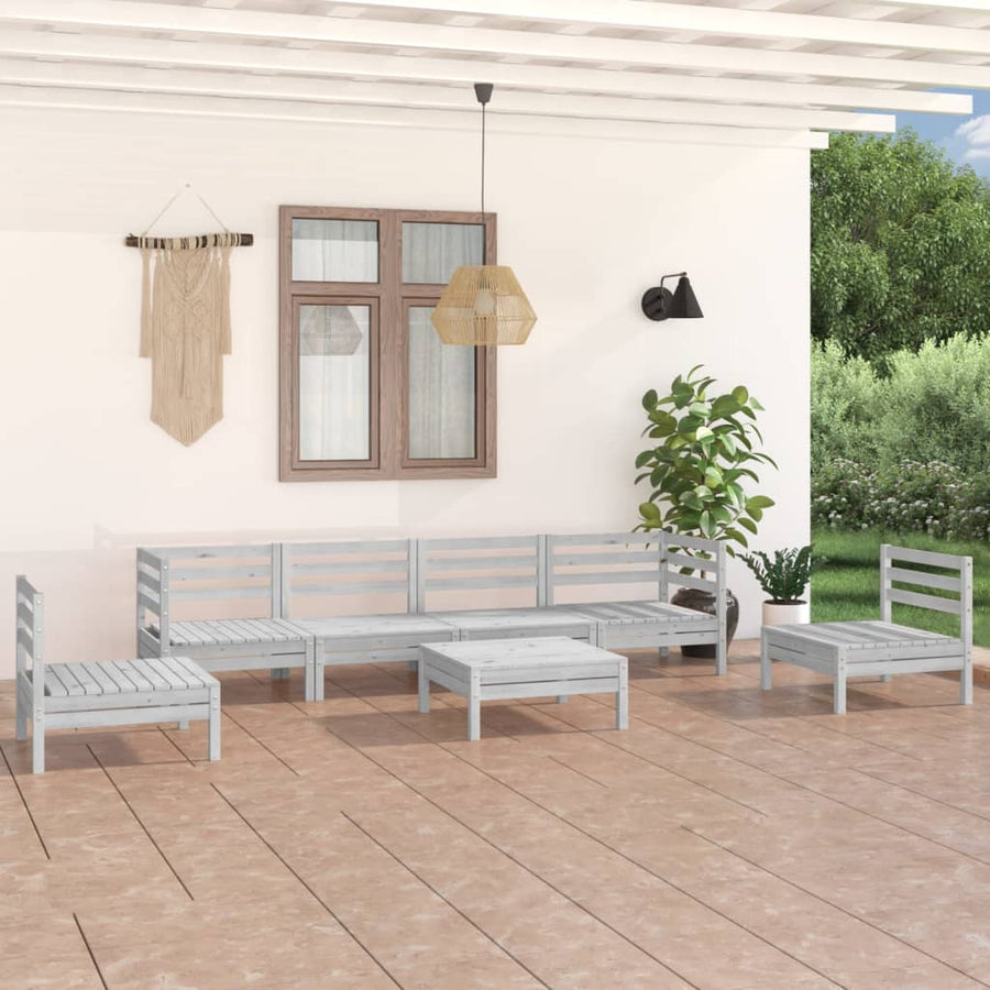 Set Mobilier De Grădină, 7 Piese, , Lemn Masiv De Pin