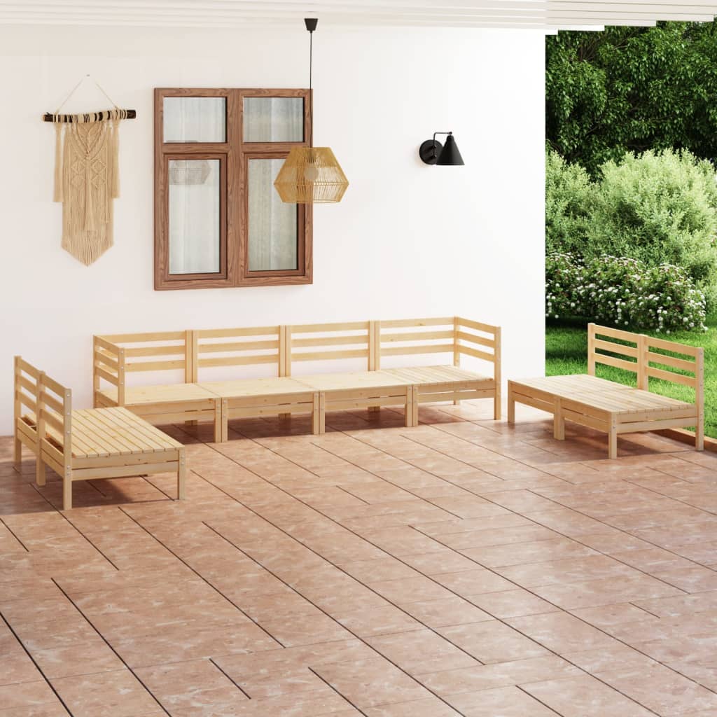 Set Mobilier De Grădină, 8 Piese, , Lemn Masiv De Pin