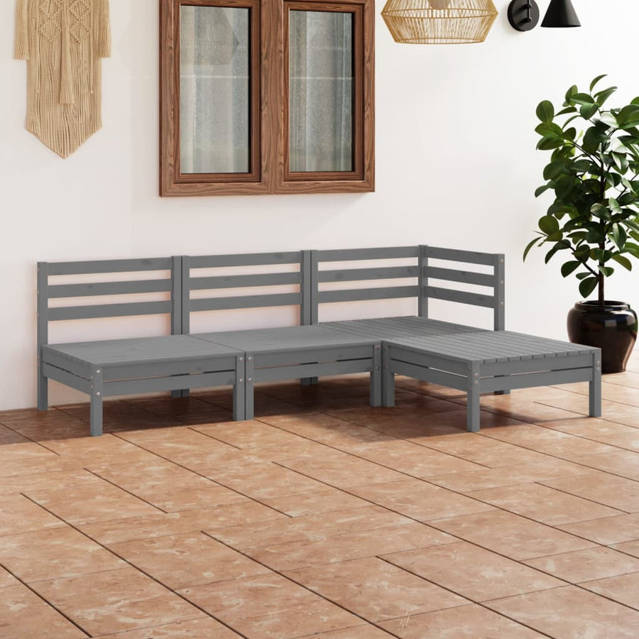 Set Mobilier De Grădină, 4 Piese, , Lemn Masiv De Pin