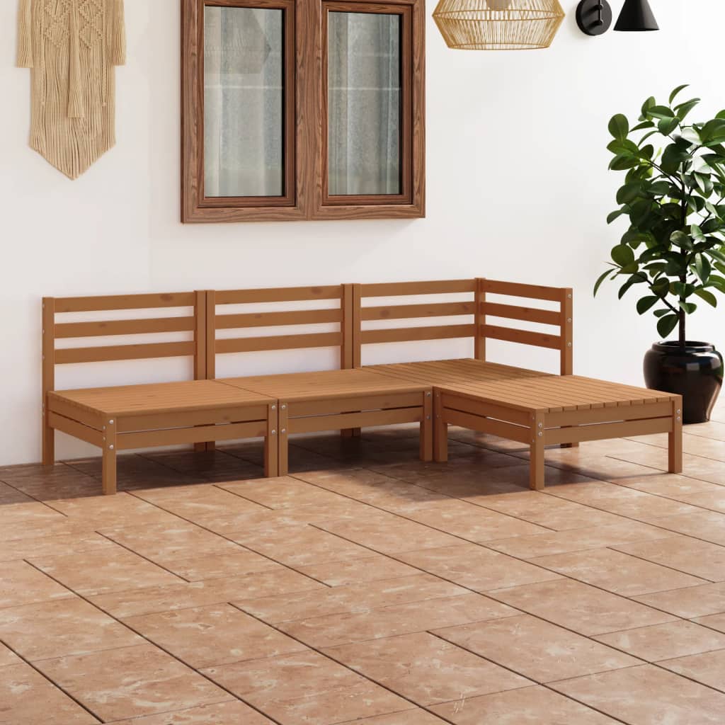 Set Mobilier De Grădină, 4 Piese, , Lemn Masiv De Pin