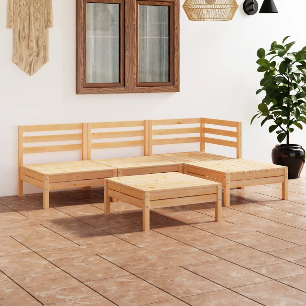 Set Mobilier De Grădină, 5 Piese, , Lemn Masiv De Pin
