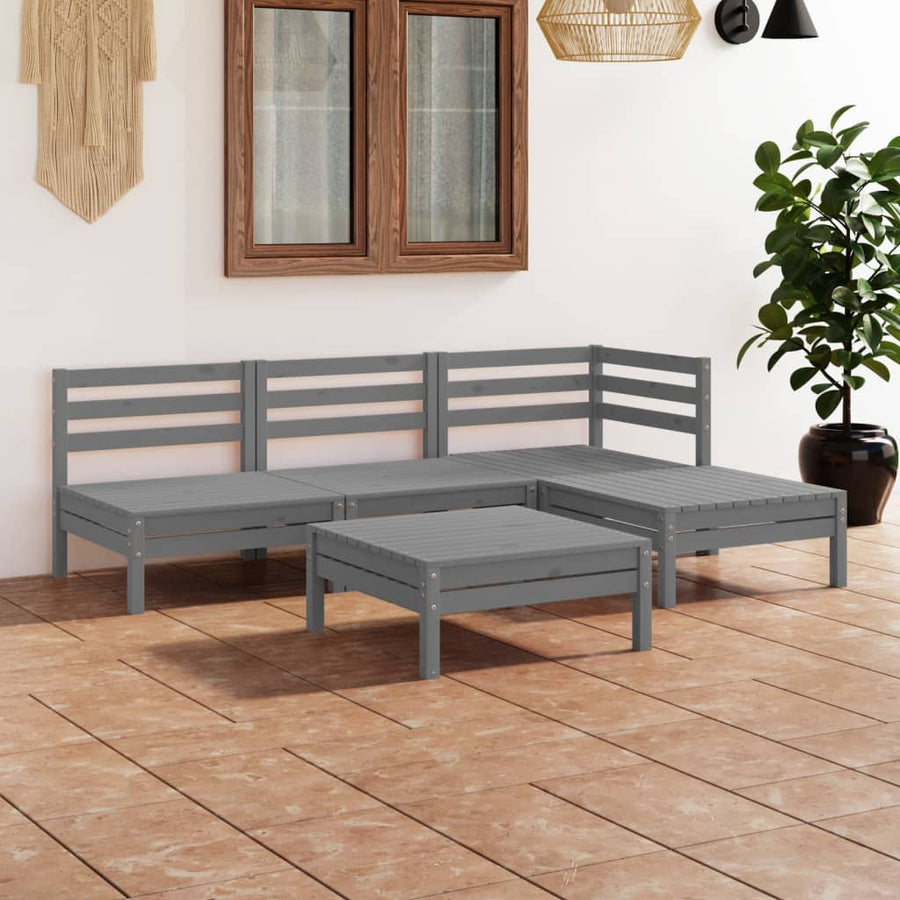Set Mobilier De Grădină, 5 Piese, , Lemn Masiv De Pin
