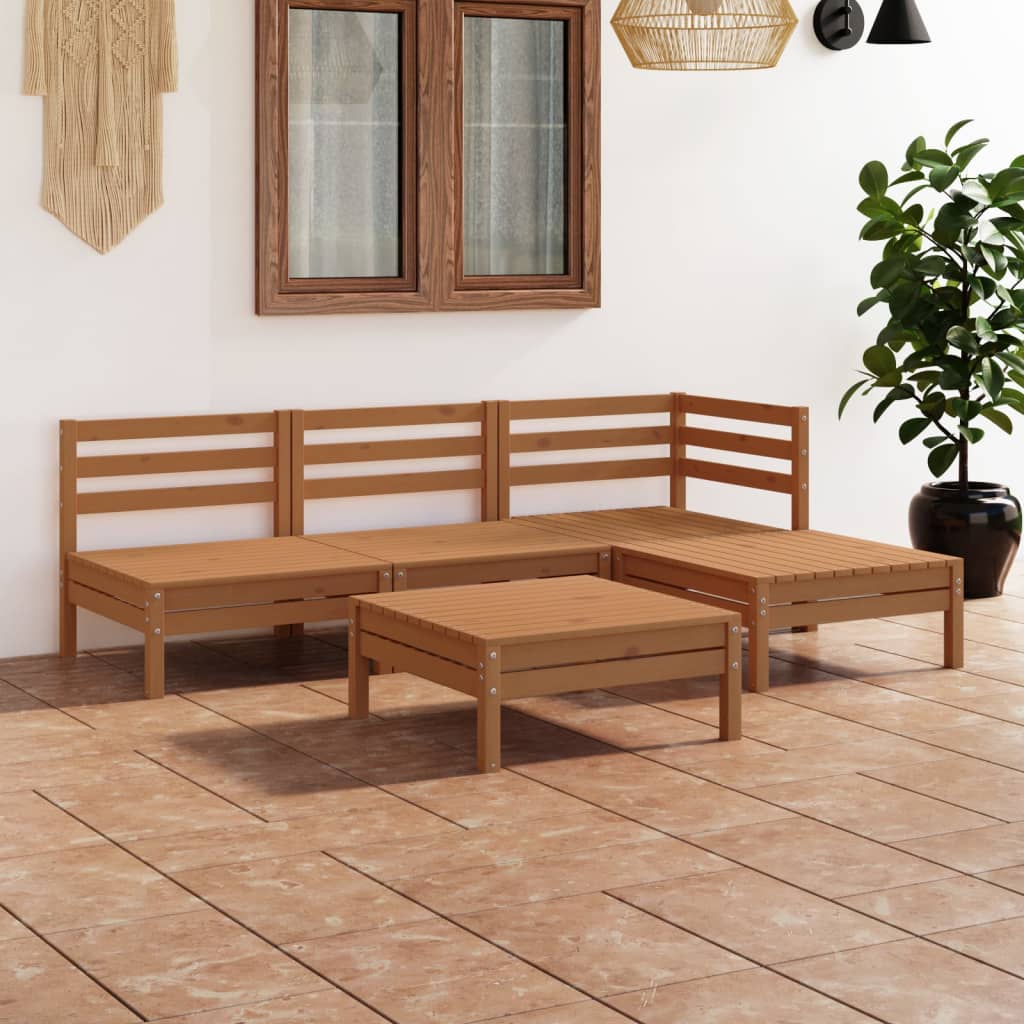 Set Mobilier De Grădină, 5 Piese, , Lemn Masiv De Pin
