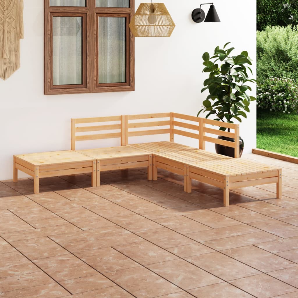 Set Mobilier De Grădină, 5 Piese, , Lemn Masiv De Pin