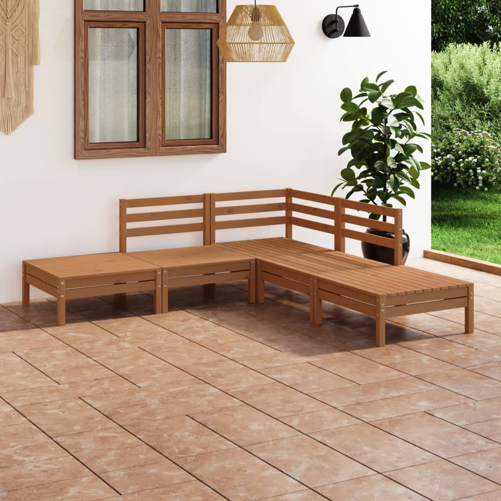 Set Mobilier De Grădină, 5 Piese, , Lemn Masiv De Pin