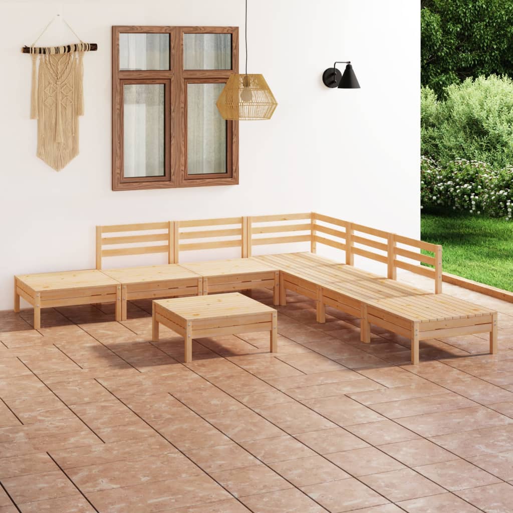 Set Mobilier De Grădină, 8 Piese, , Lemn Masiv De Pin