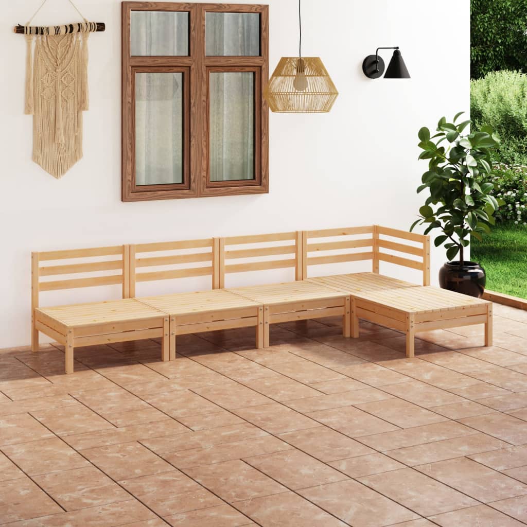 Set Mobilier De Grădină, 5 Piese, , Lemn Masiv De Pin
