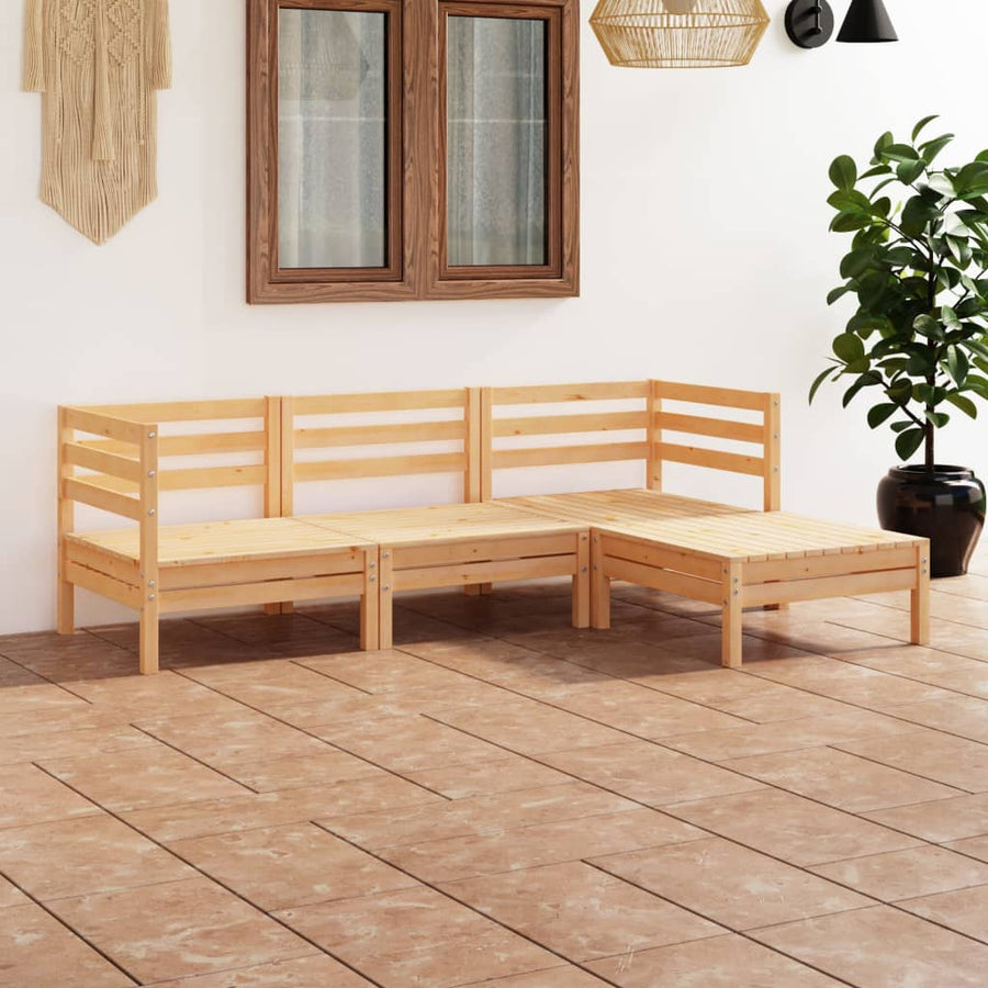 Set Mobilier De Grădină, 4 Piese, Lemn Masiv De Pin