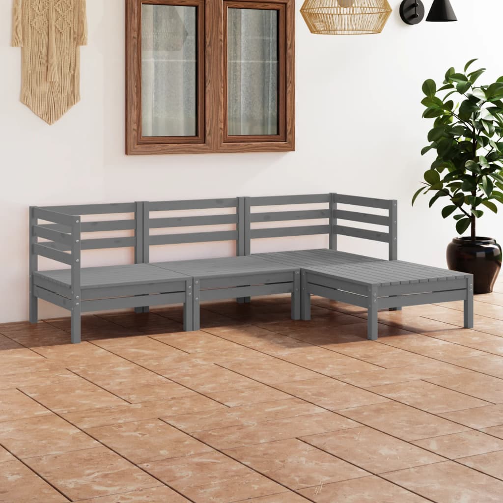 Set Mobilier De Grădină, 4 Piese, Lemn Masiv De Pin