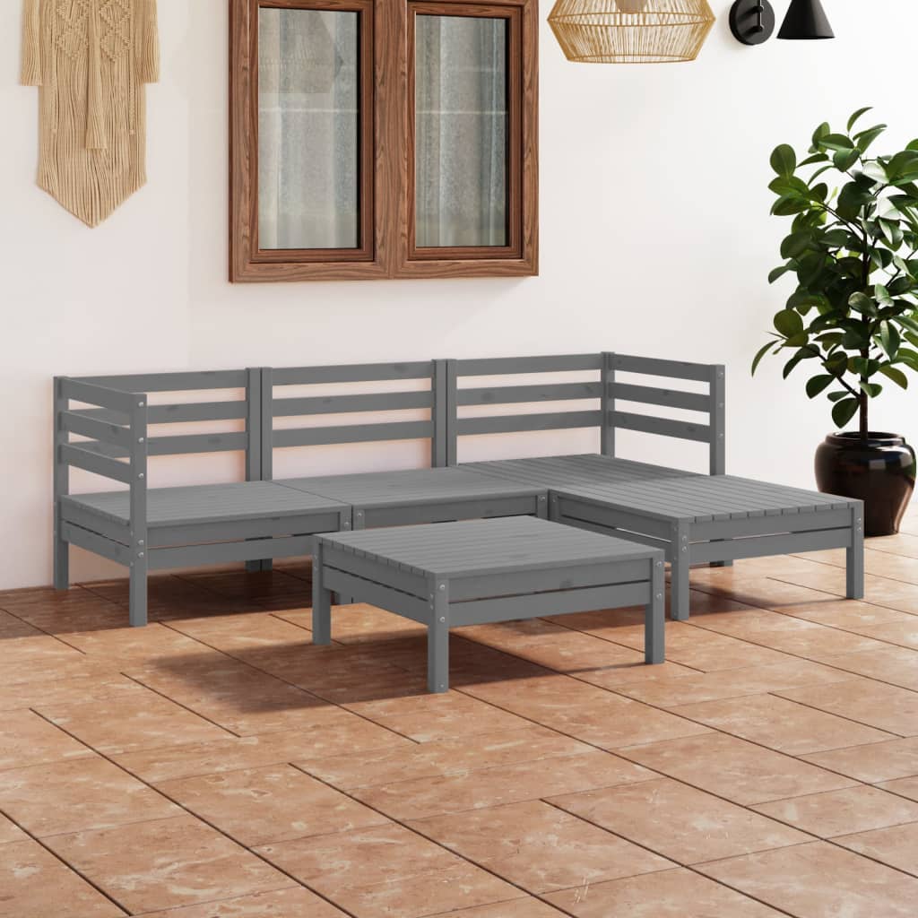 Set Mobilier De Grădină, 5 Piese, , Lemn Masiv De Pin