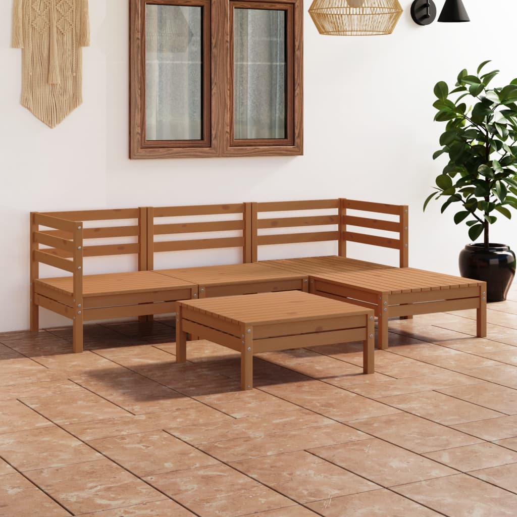 Set Mobilier De Grădină, 5 Piese, , Lemn Masiv De Pin