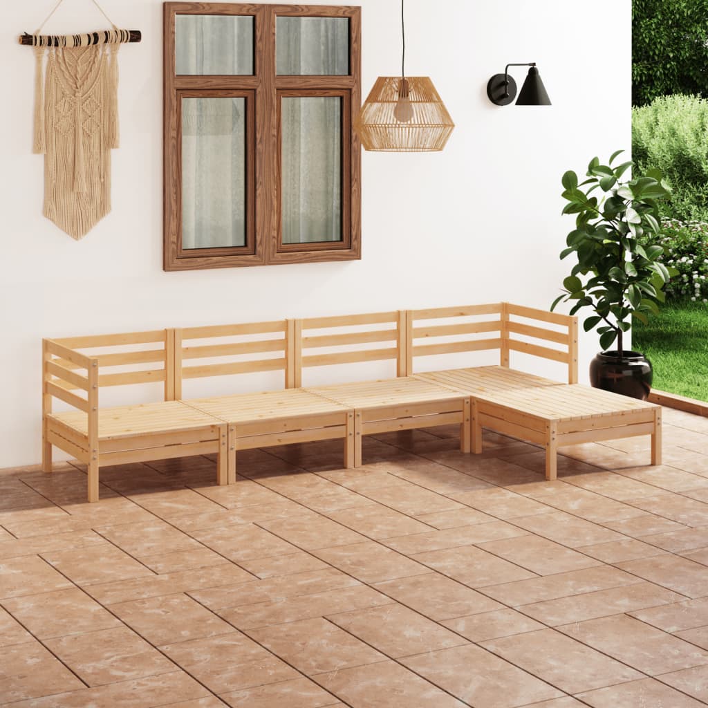Set Mobilier De Grădină, 5 Piese, , Lemn Masiv De Pin