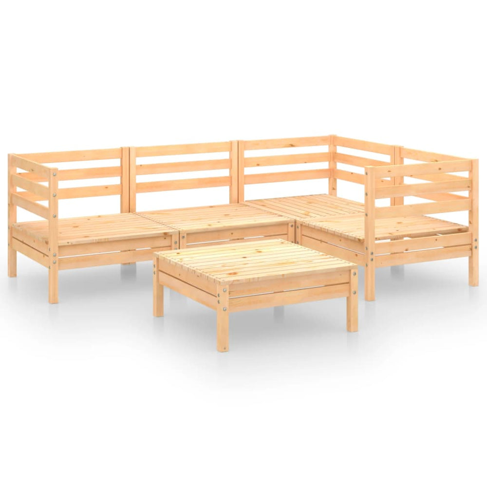 Set Mobilier De Grădină, 5 Piese, Lemn Masiv De Pin