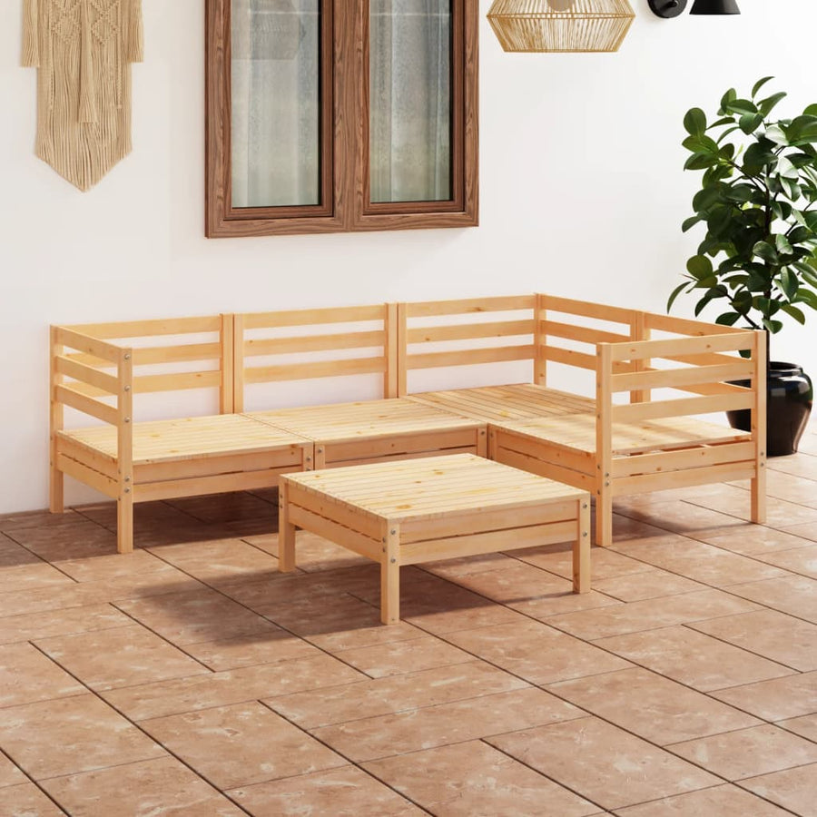 Set Mobilier De Grădină, 5 Piese, Lemn Masiv De Pin