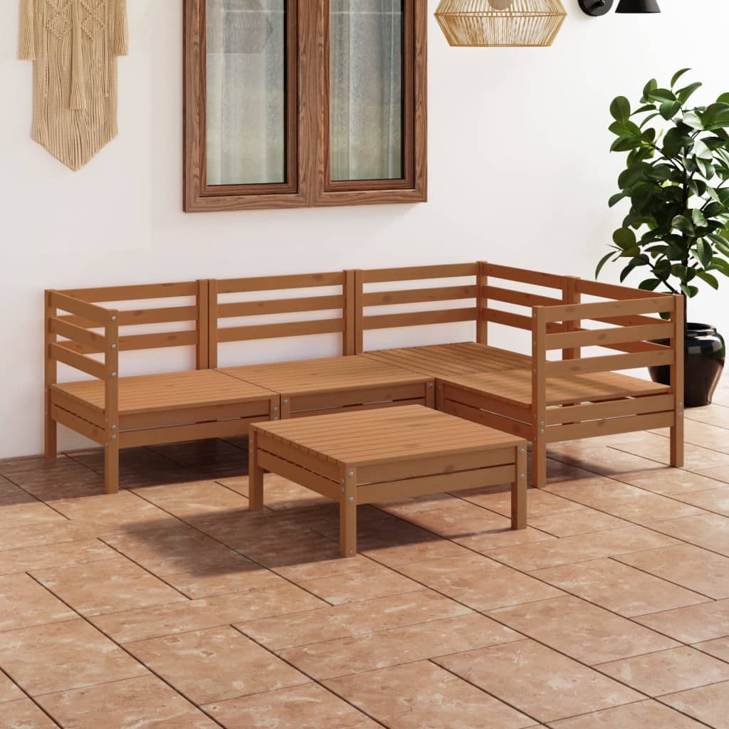Set Mobilier De Grădină, 5 Piese, Lemn Masiv De Pin