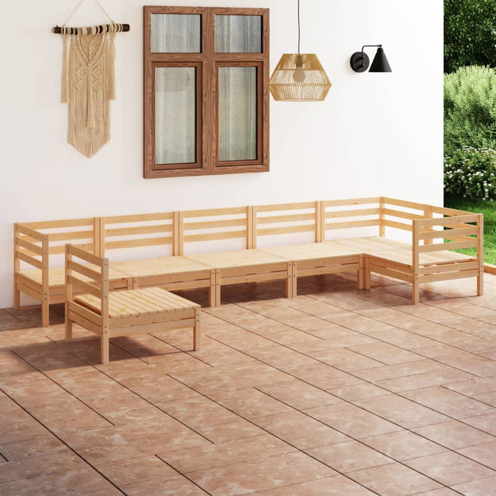 Set Mobilier De Grădină, 7 Piese, , Lemn Masiv De Pin