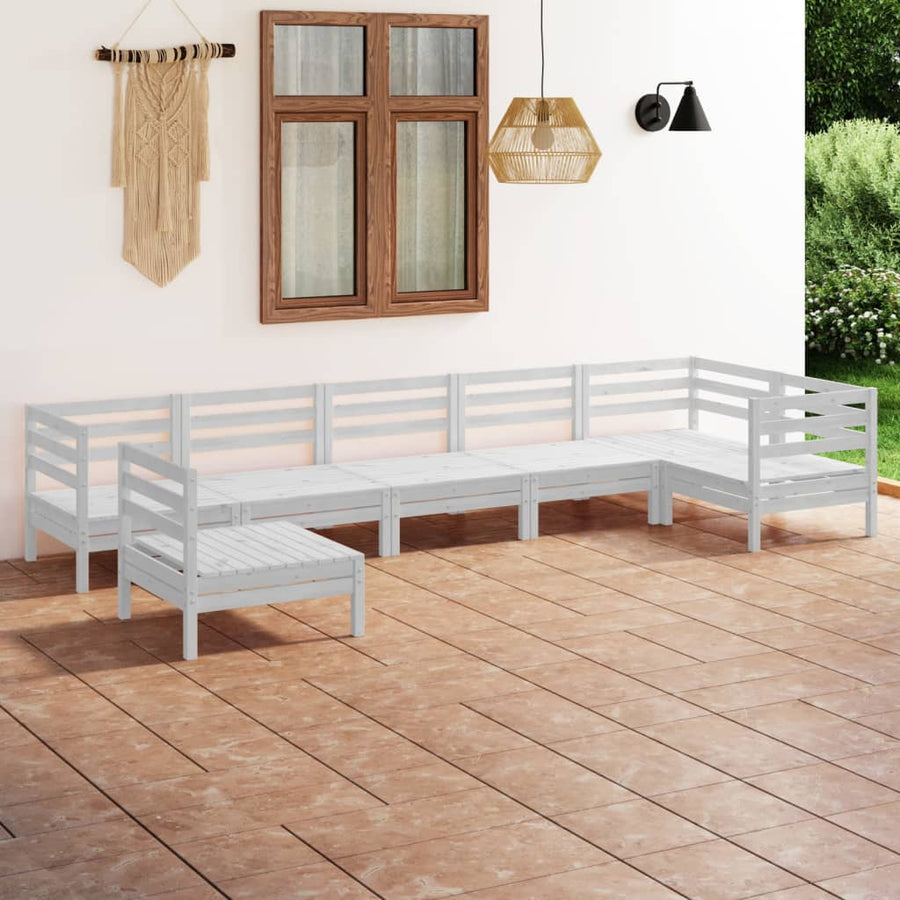 Set Mobilier De Grădină, 7 Piese, , Lemn Masiv De Pin