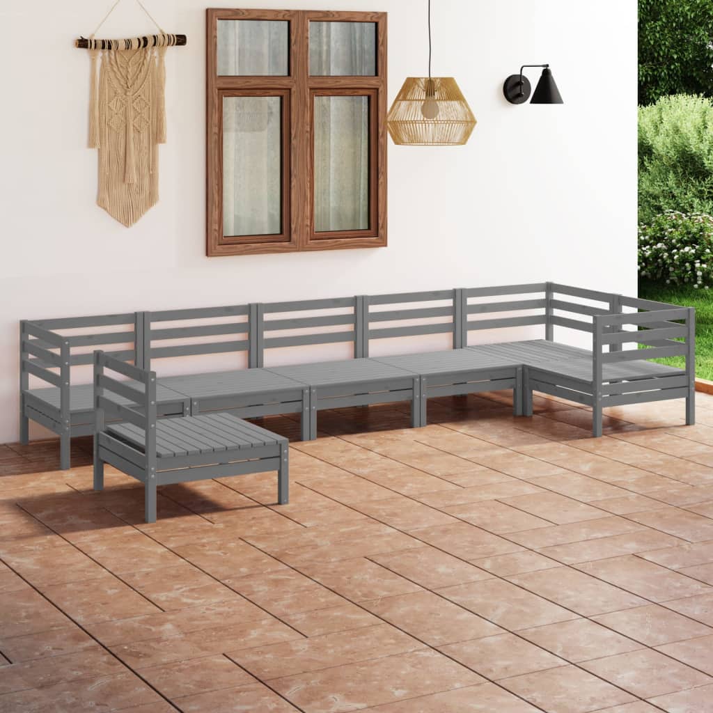 Set Mobilier De Grădină, 7 Piese, , Lemn Masiv De Pin