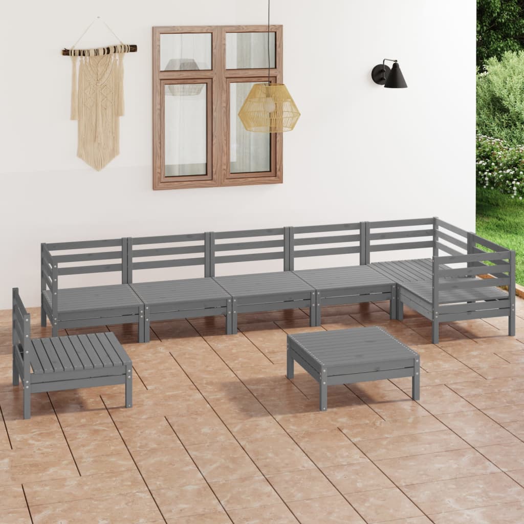 Set Mobilier De Grădină, 8 Piese, , Lemn Masiv De Pin