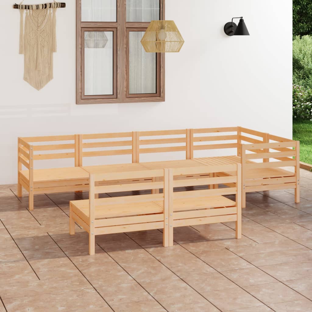 Set Mobilier De Grădină, 7 Piese, , Lemn Masiv De Pin