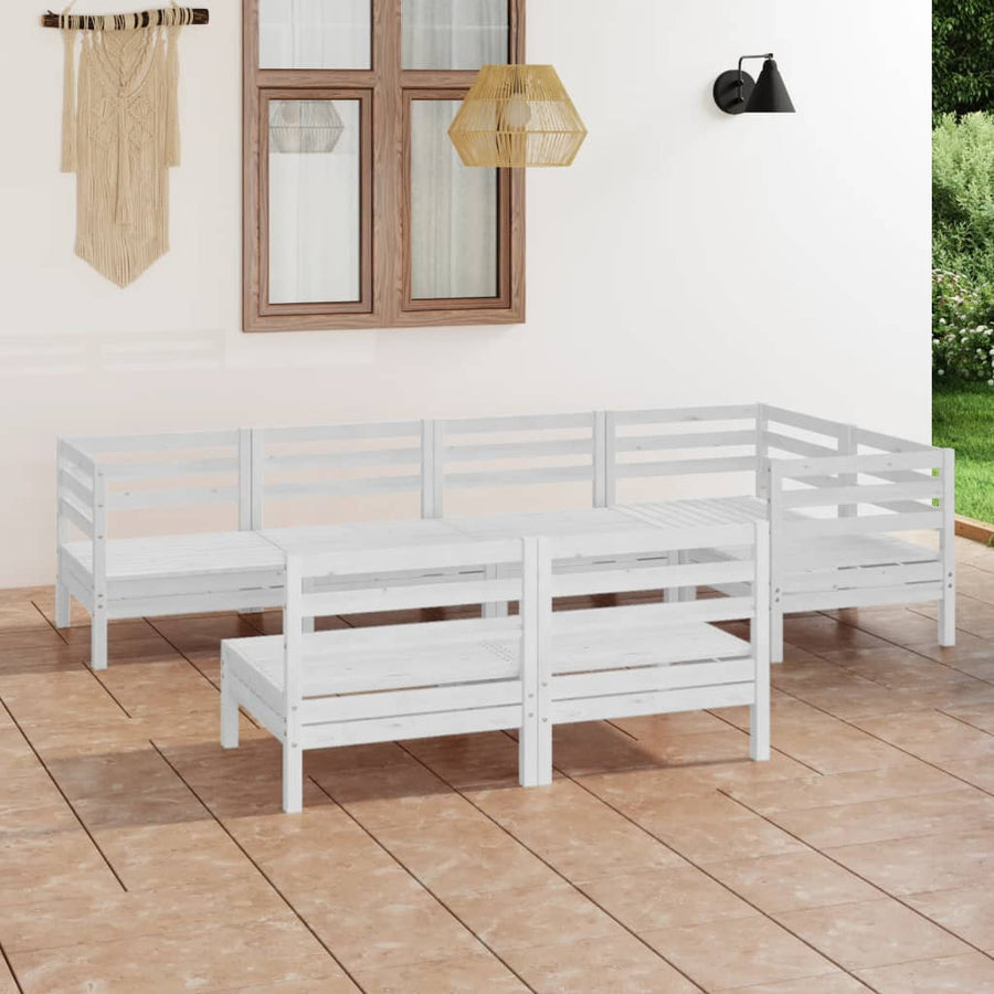 Set Mobilier De Grădină, 7 Piese, , Lemn Masiv De Pin