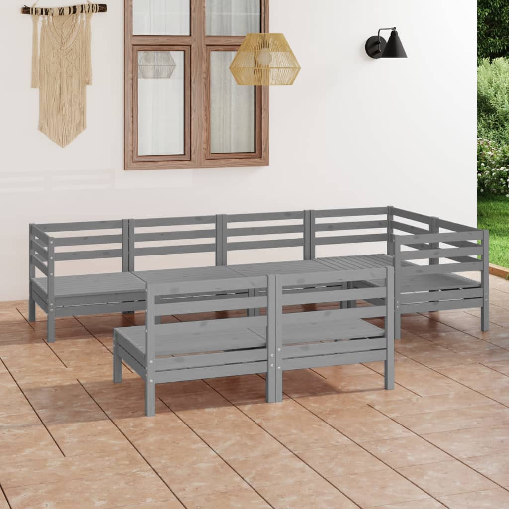 Set Mobilier De Grădină, 7 Piese, , Lemn Masiv De Pin