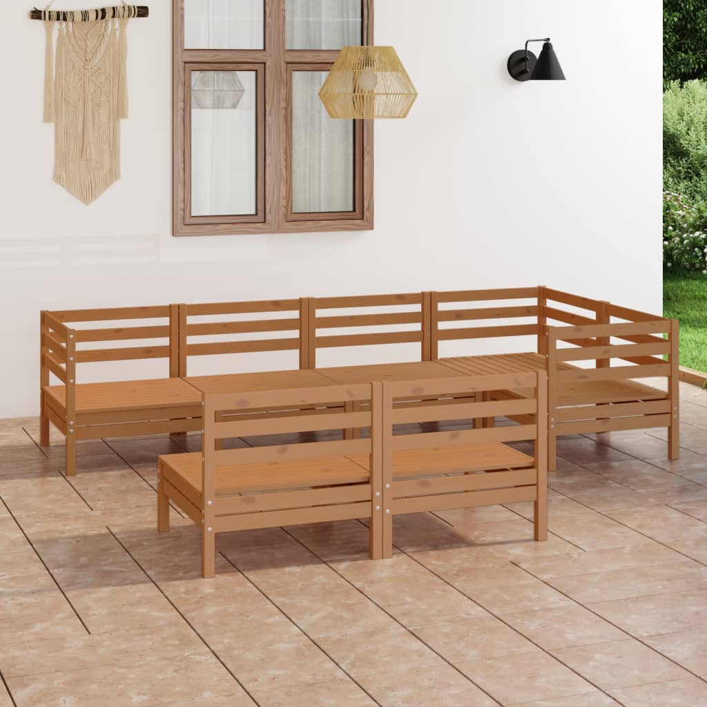 Set Mobilier De Grădină, 7 Piese, , Lemn Masiv De Pin