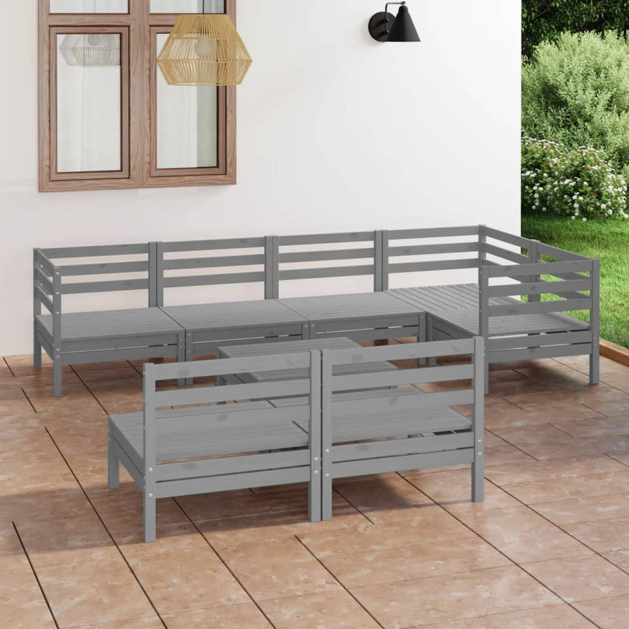 Set Mobilier De Grădină, 8 Piese, , Lemn Masiv De Pin