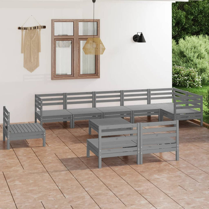 Set Mobilier De Grădină, 10 Piese, , Lemn Masiv De Pin