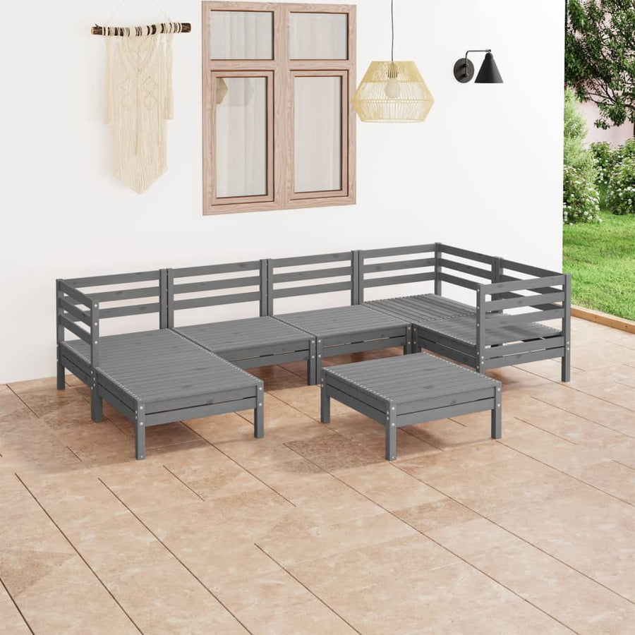 Set Mobilier De Grădină, 7 Piese, , Lemn Masiv De Pin
