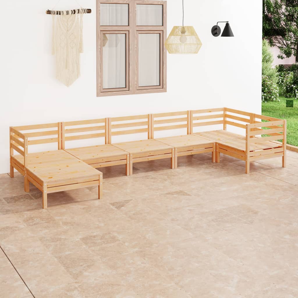 Set Mobilier De Grădină, 7 Piese, , Lemn Masiv De Pin