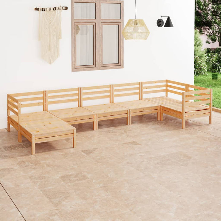 Set Mobilier De Grădină, 7 Piese, , Lemn Masiv De Pin