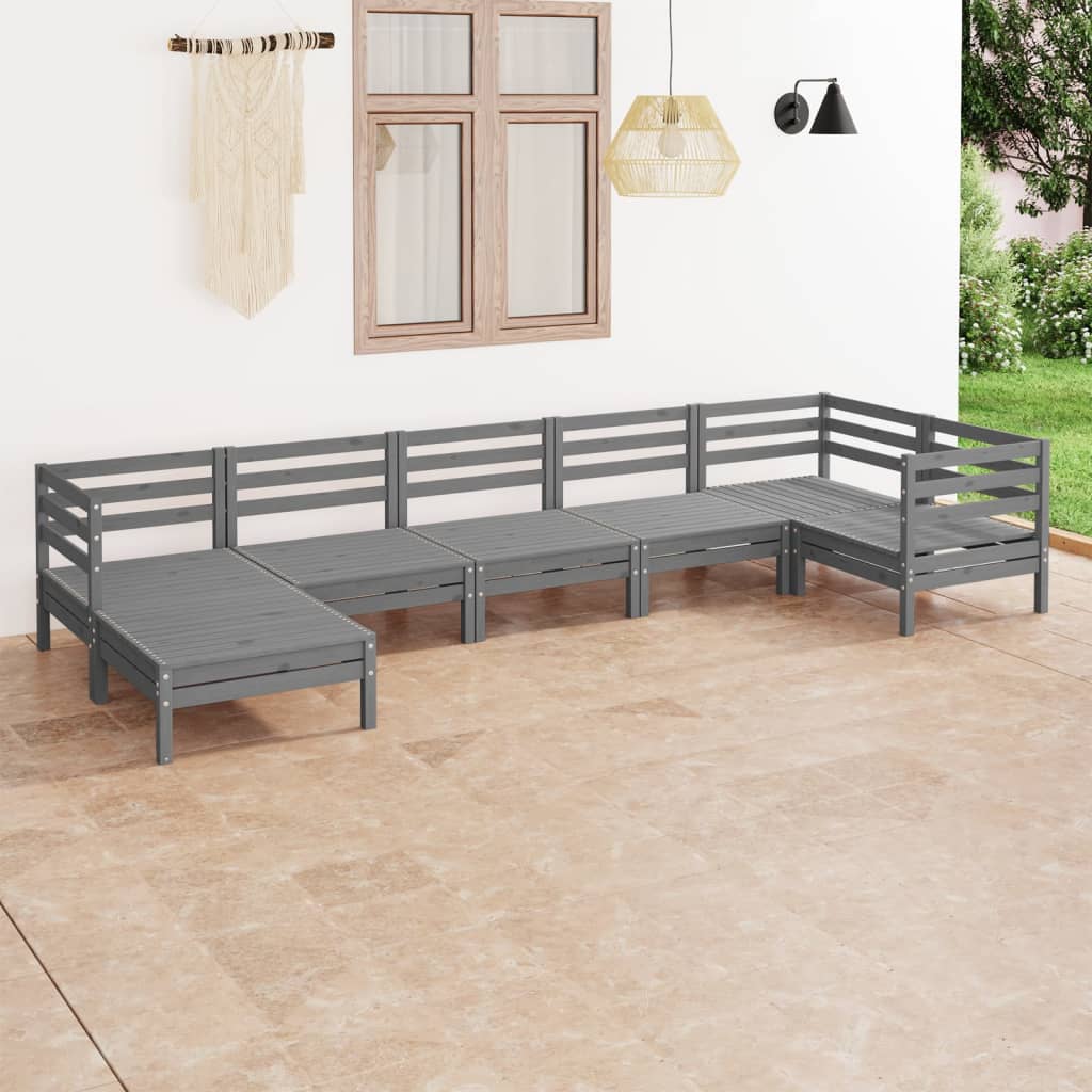 Set Mobilier De Grădină, 7 Piese, , Lemn Masiv De Pin