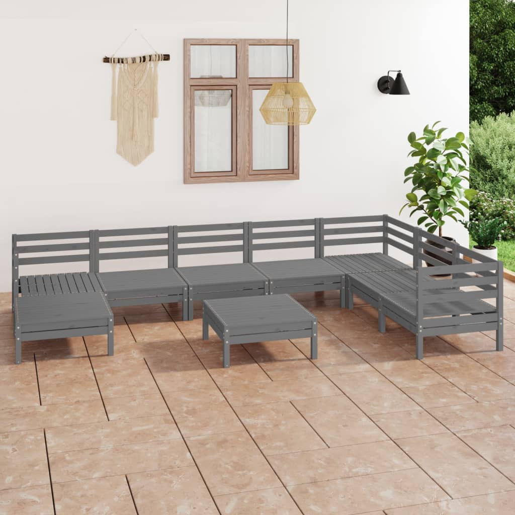 Set Mobilier De Grădină, 9 Piese, , Lemn Masiv De Pin