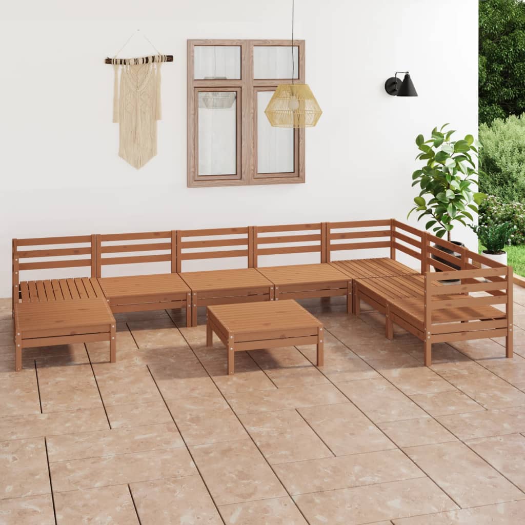 Set Mobilier De Grădină, 9 Piese, , Lemn Masiv De Pin
