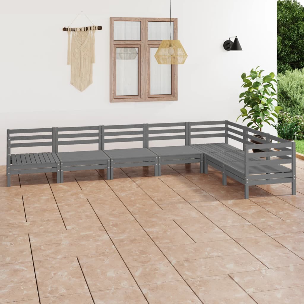 Set Mobilier De Grădină, 7 Piese, , Lemn Masiv De Pin
