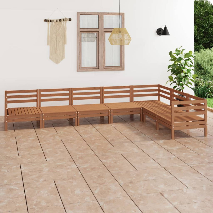 Set Mobilier De Grădină, 7 Piese, , Lemn Masiv De Pin