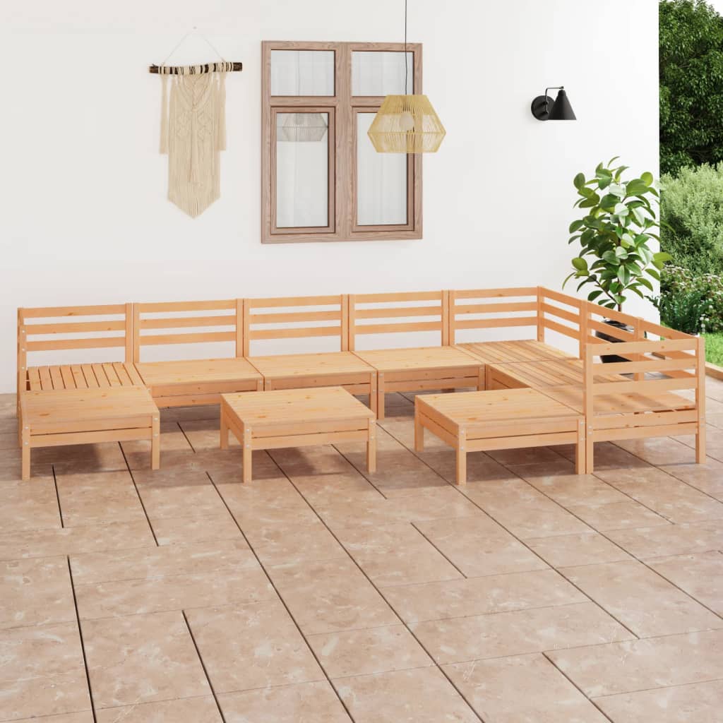 Set Mobilier De Grădină, 10 Piese, , Lemn Masiv De Pin