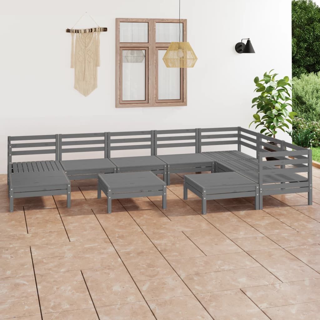 Set Mobilier De Grădină, 10 Piese, , Lemn Masiv De Pin