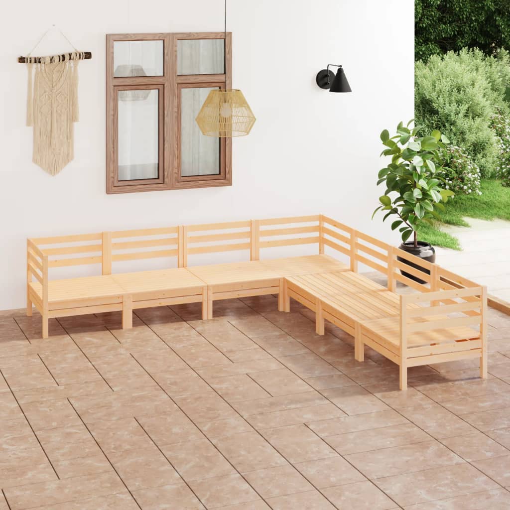 Set Mobilier De Grădină, 7 Piese, , Lemn Masiv De Pin