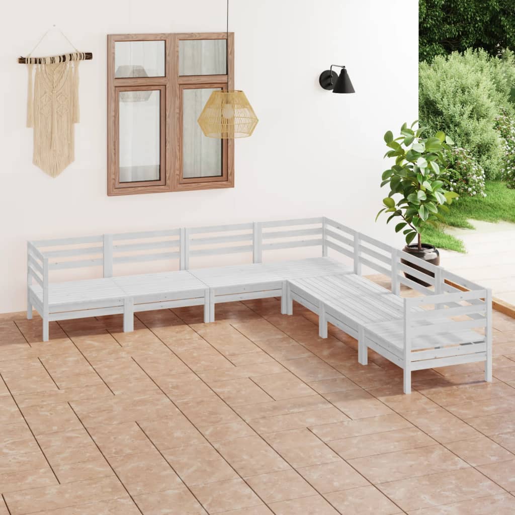 Set Mobilier De Grădină, 7 Piese, , Lemn Masiv De Pin