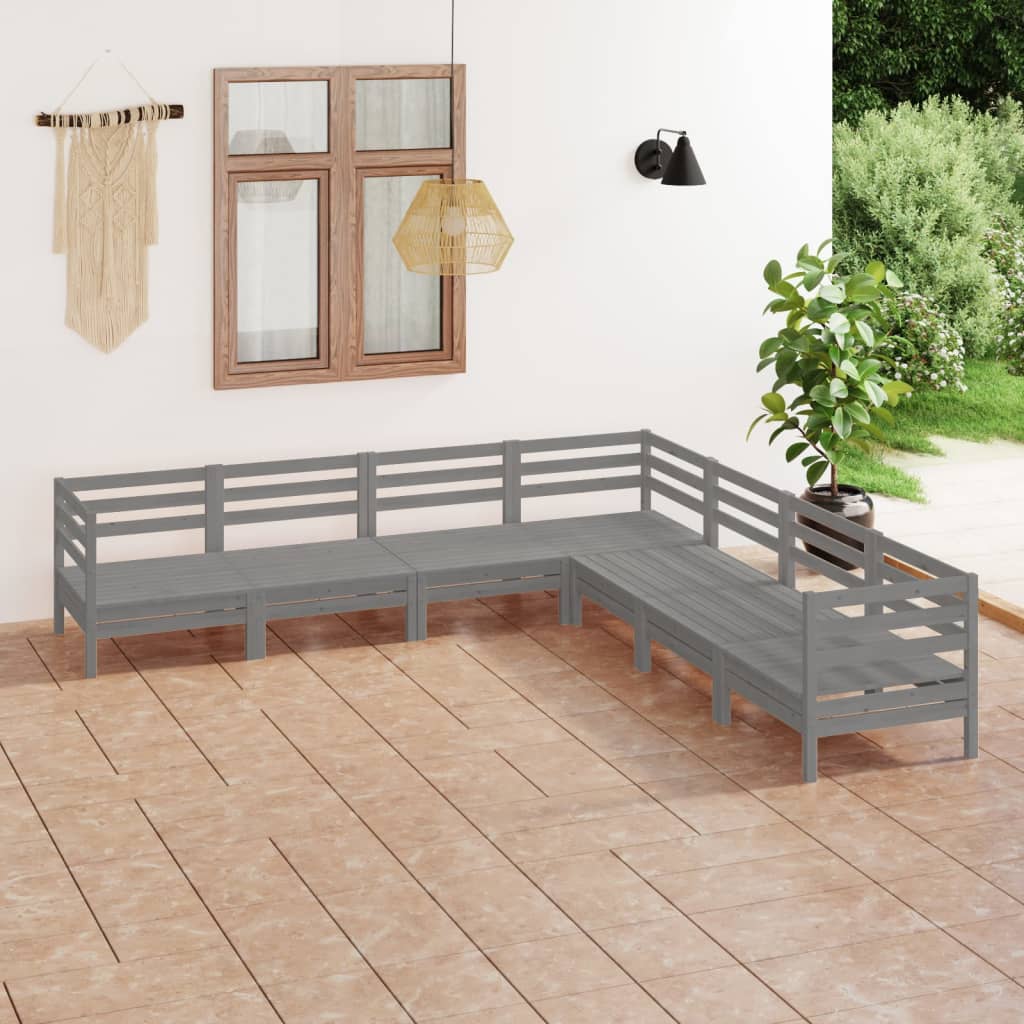 Set Mobilier De Grădină, 7 Piese, , Lemn Masiv De Pin