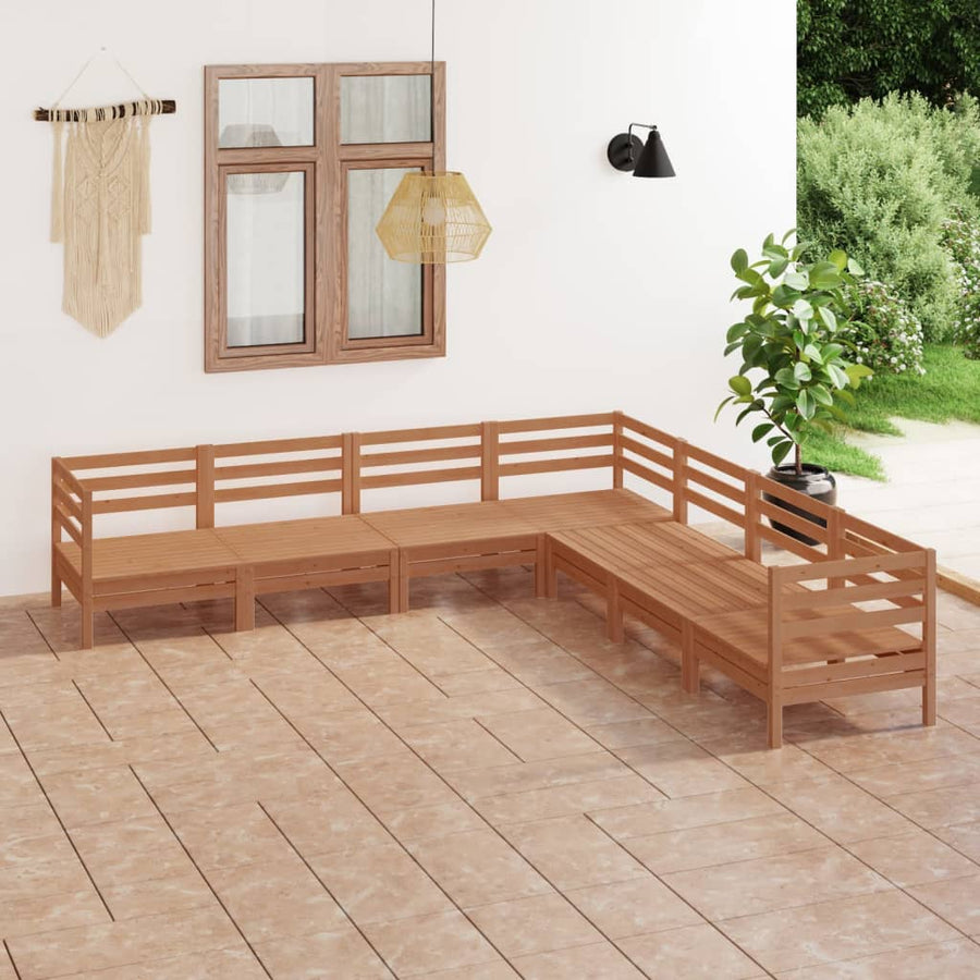 Set Mobilier De Grădină, 7 Piese, , Lemn Masiv De Pin