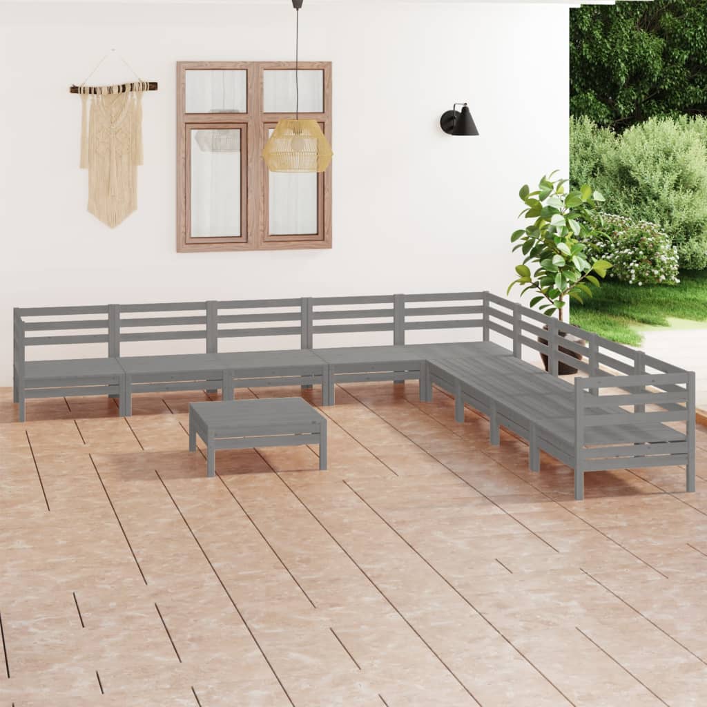 Set Mobilier De Grădină, 10 Piese, , Lemn Masiv De Pin