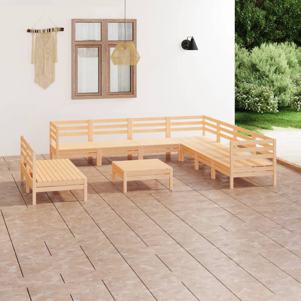 Set Mobilier De Grădină, 10 Piese, , Lemn Masiv De Pin