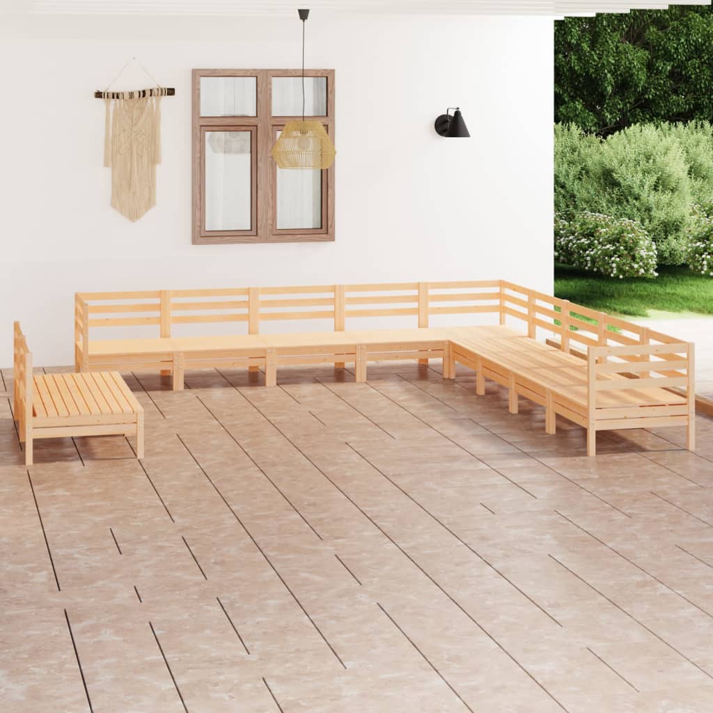 Set Mobilier De Grădină, 11 Piese, , Lemn Masiv Pin