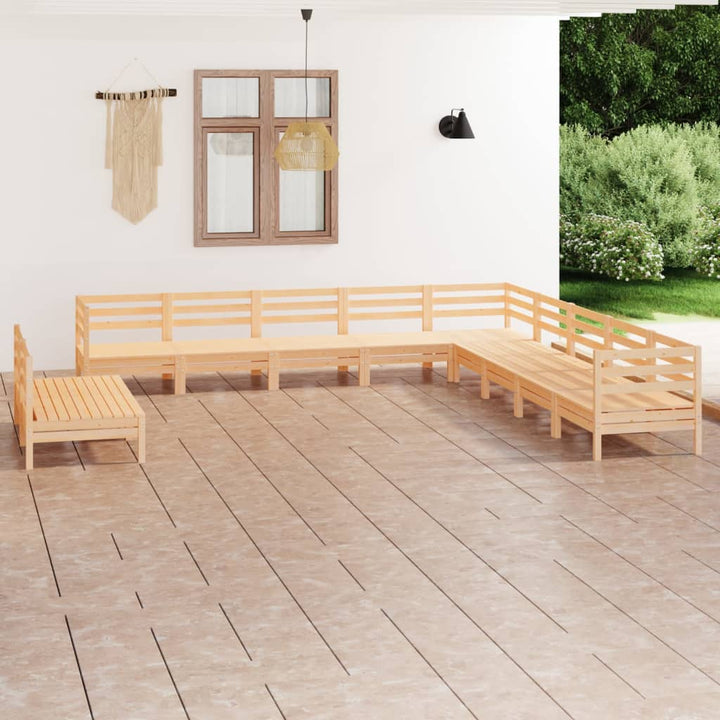 Set Mobilier De Grădină, 11 Piese, , Lemn Masiv Pin