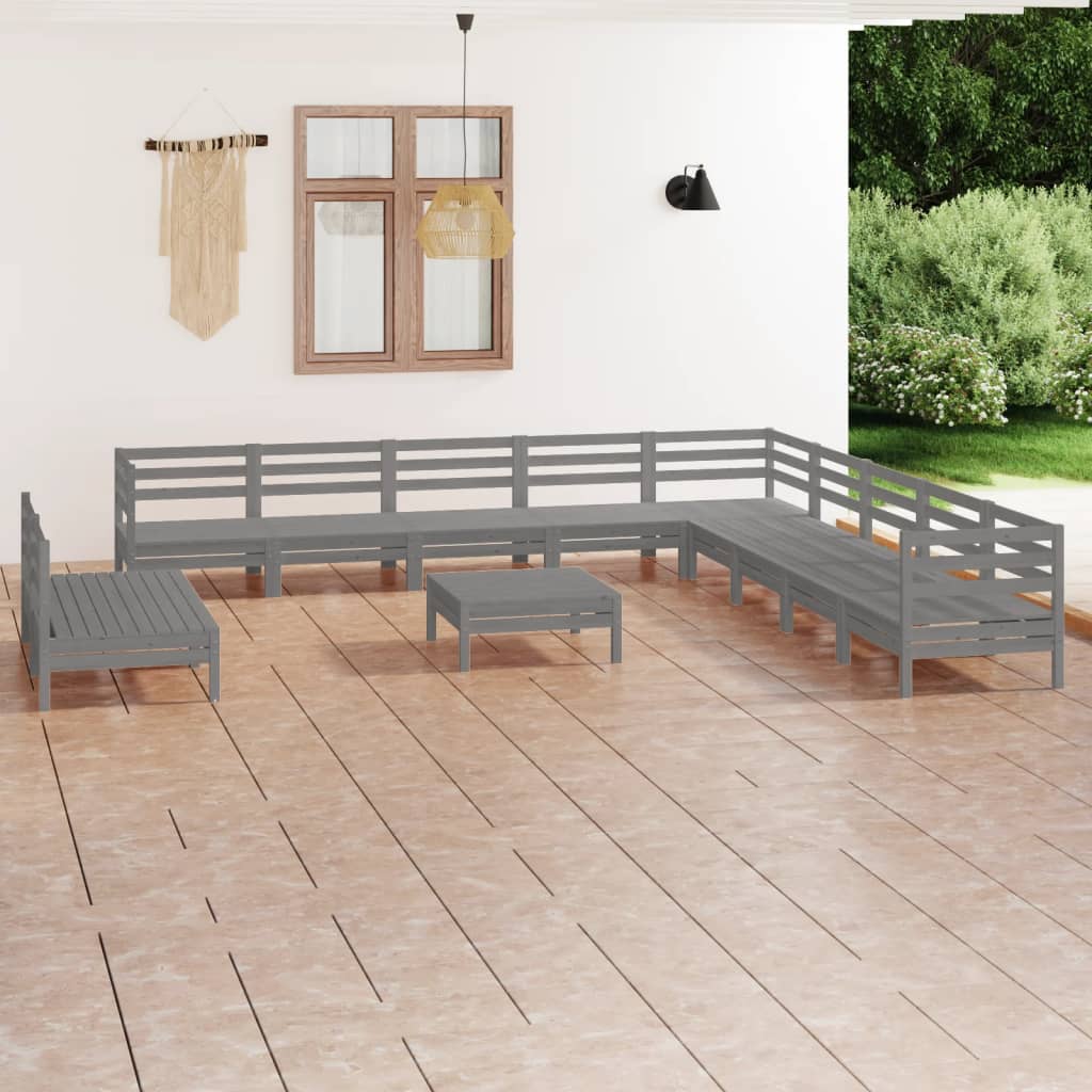 Set Mobilier De Grădină, 12 Piese, , Lemn Masiv De Pin