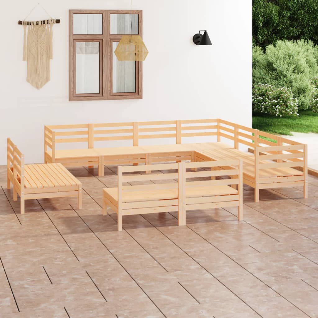 Set Mobilier De Grădină, 11 Piese, , Lemn Masiv De Pin
