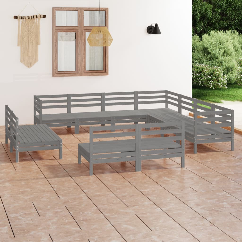 Set Mobilier De Grădină, 11 Piese, , Lemn Masiv De Pin
